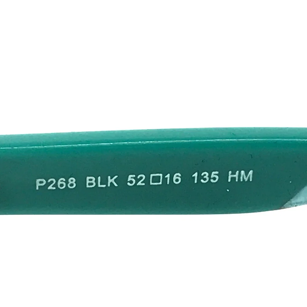 Phoebe Sunglasses P268 BLK Black Green Rectangle Frames w/ Gray Lenses 52-16-135